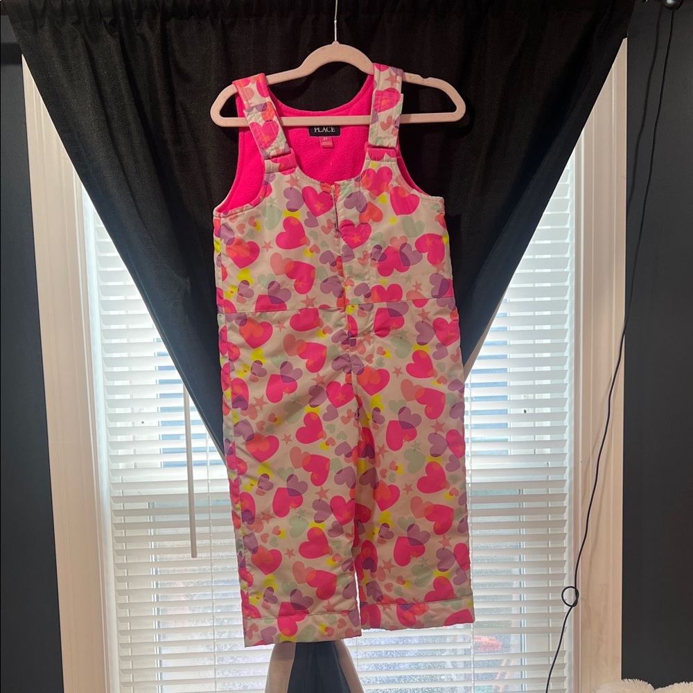 The Children's Place Pink and Yellow Heart Overalls